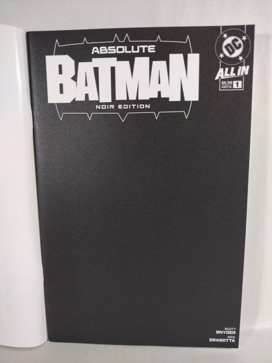 ABSOLUTE BATMAN Noir Edition #1 (2025) DC Comic Black Blank Sketch Cover NM