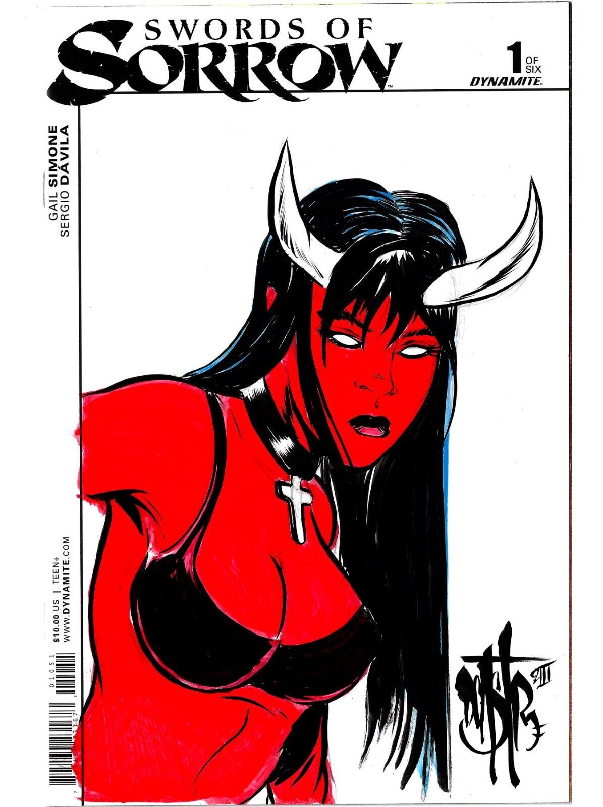 Swords Of Sorrow 1 Dynamite 2015 Sketch Variant Comic W Original Dave Castr Art