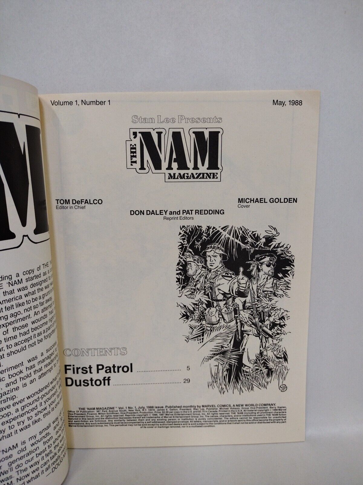 The NAM Magazine (1988) Marvel Comic Lot Set #1 2 3 4 5 Michael Golden FN