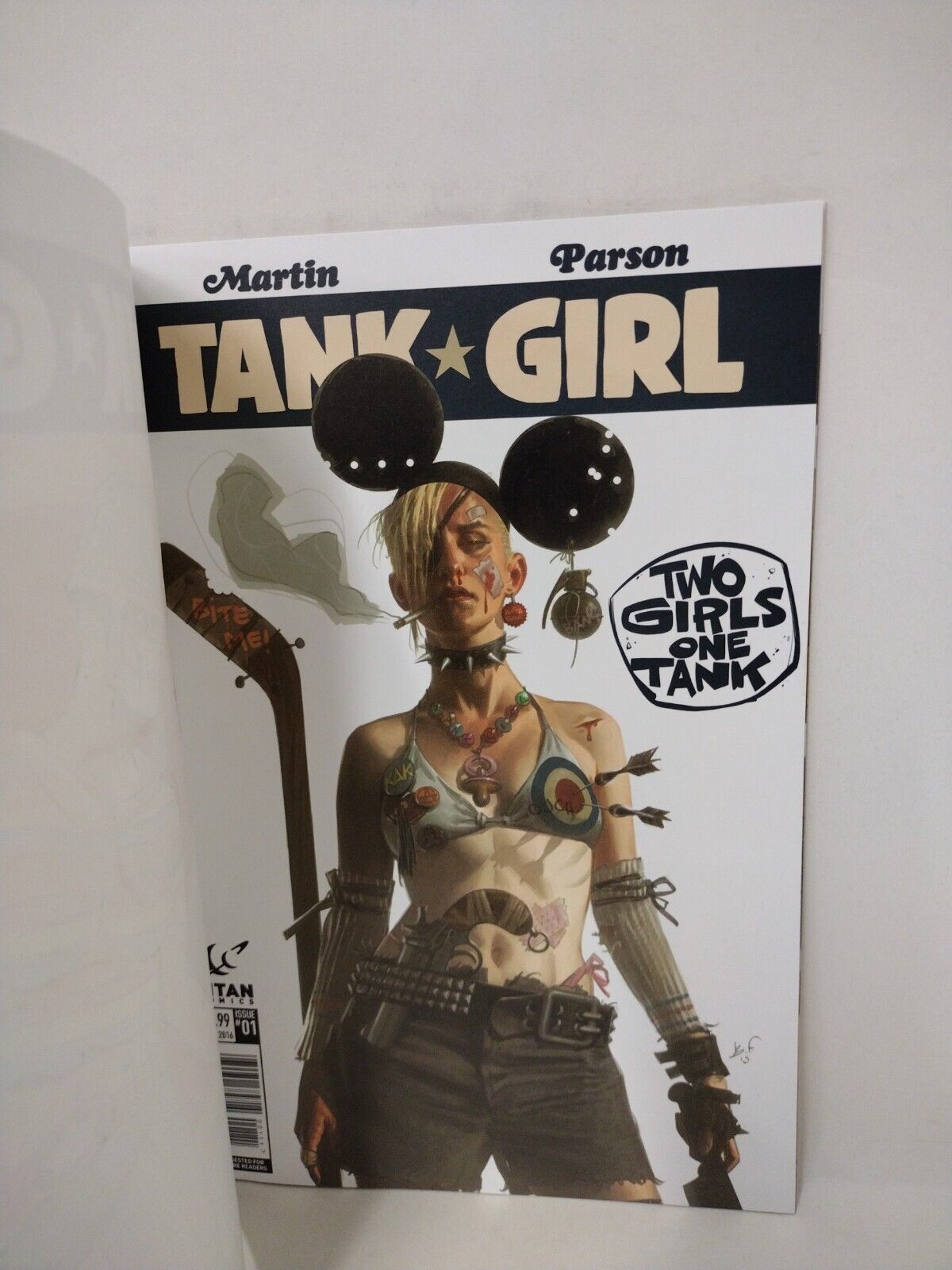 Tank Girl Two Girls One Tank #1 (2016) Blank Cover Comic W Original Art ARG COA