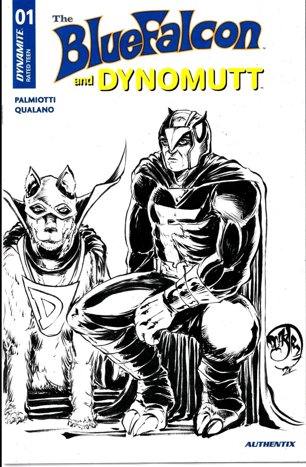 Blue Falcon & Dynomutt #1 (2025) Dynamite Comic Sketch Cover W Original Art