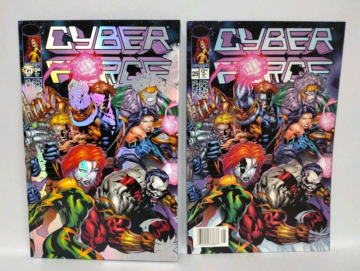 Cyberforce #25 (1996) Image Comic Variant Set Foil + Newsstand 1st Darkness Prev