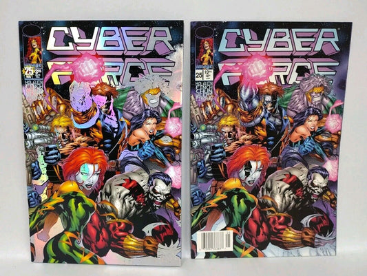 Cyberforce #25 (1996) Image Comic Variant Set Foil + Newsstand 1st Darkness Prev