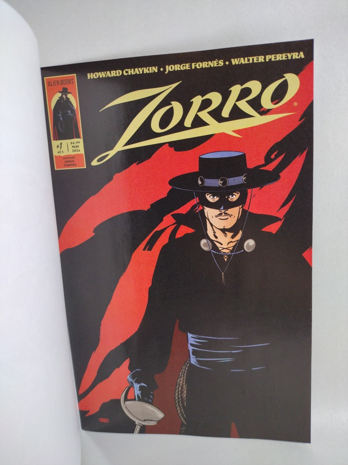Zorro 1 (2026) Alien Books Sketch Variant Cover Comic W Original Dave Castr Art