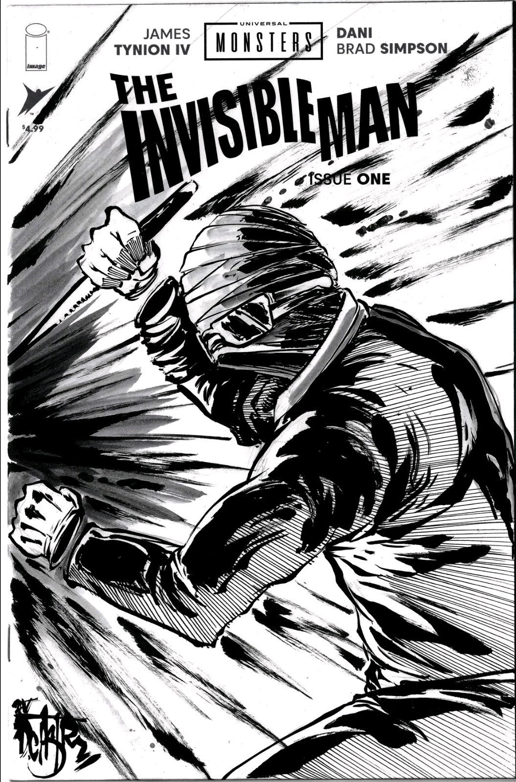 Invisible Man 1 (2025) Image Comic Sketch Variant CVR W Original Dave Castr Art 