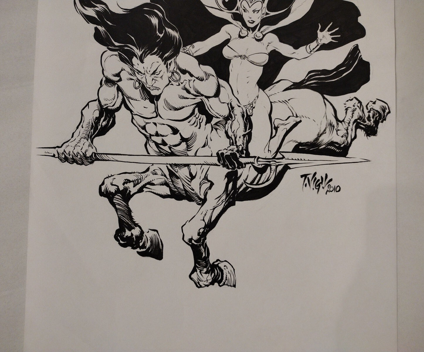 Original Tim Vigil Moon Maid & Centaur Inked Illustration 11 X 14 Signed