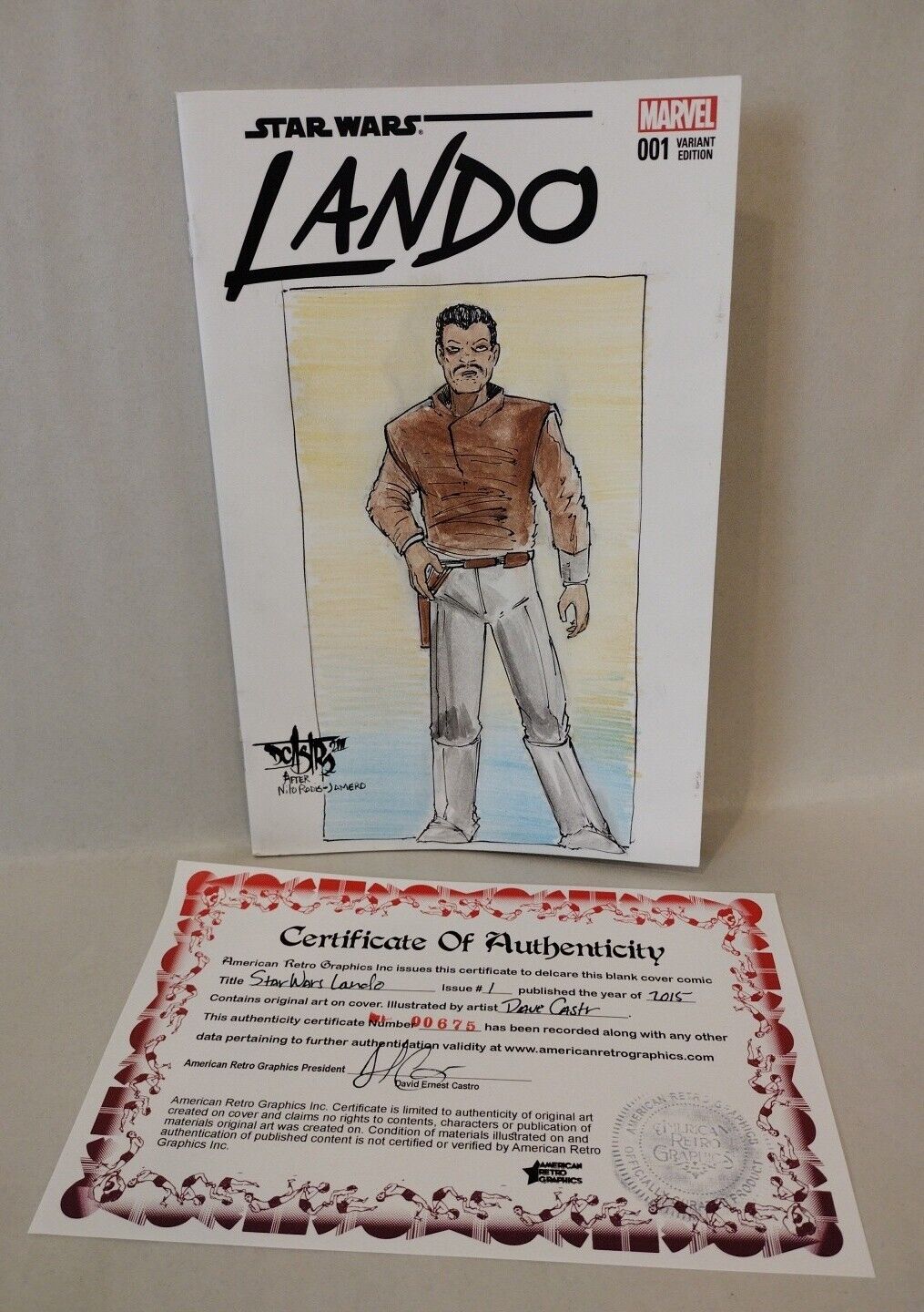 STAR WARS LANDO 1 (2015) Marvel Blank Sketch Cover Variant W Original DCastr Art