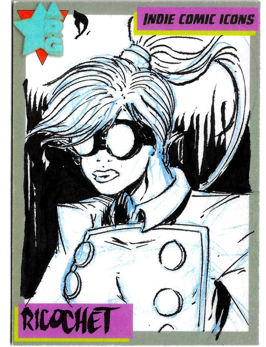 Indie Comic Icons (2023) ARG Sketch Card w Original Ricochet Art Larsenverse