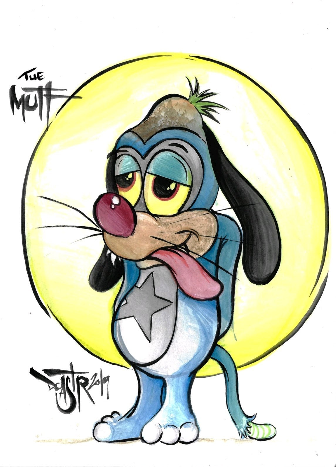 The Mutt 8 x 10" Dave Castr Original Sad Dog Comic Watercolor Art W ARG COA 68