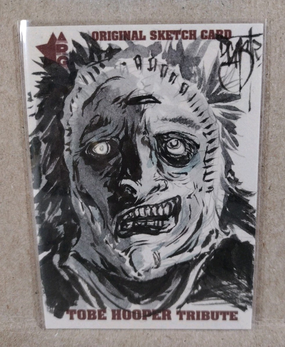 Tobe Hooper Tribute Sketch Card 2022 ARG W Original Dave Castr Leather Face Art