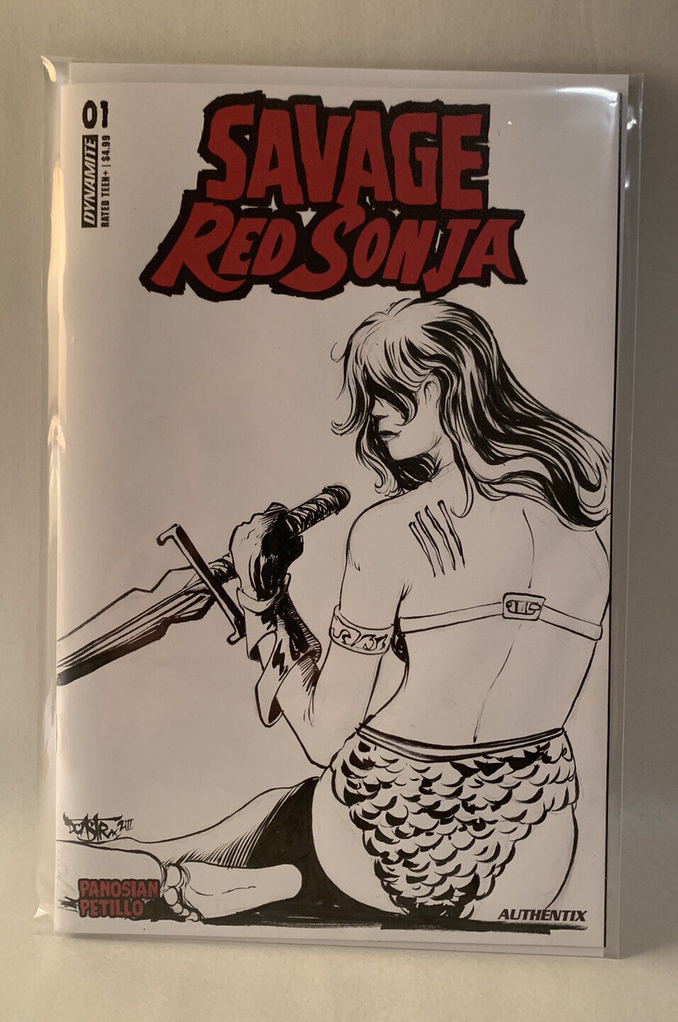 Savage Red Sonja #1 Blank Sketch Variant Cover Comic W Dcastr Original Art