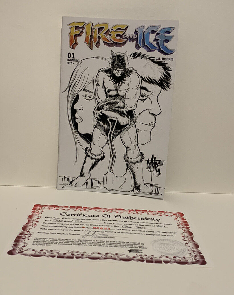 FIRE AND ICE #1 Blank Sketch Variant Cover Comic 2023 W Original Art Dave Castr