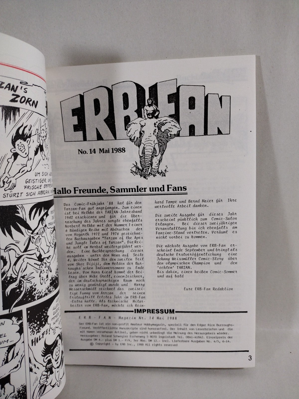 ERB Fan Das Magzin (1988) German Text  Fanzine Lot Set #14 15 Mike Grell Tarzan
