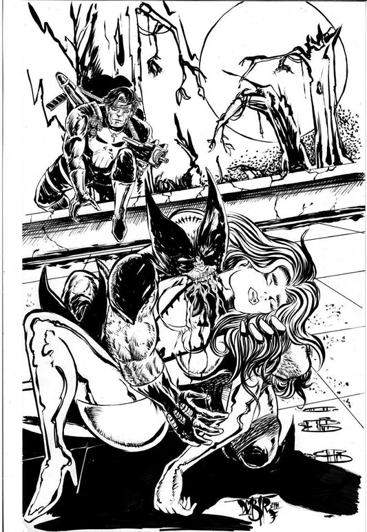 What If #24 Original Dave Castr Comic Cover Re-creation Art Wolverine Vampire