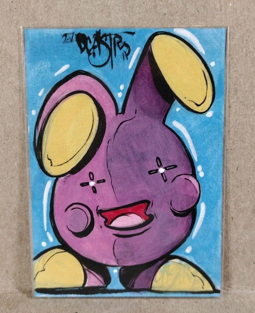DCastr  2025 Front Row Show Exclusive Sketch Card W Original Pokemon Whismer Art