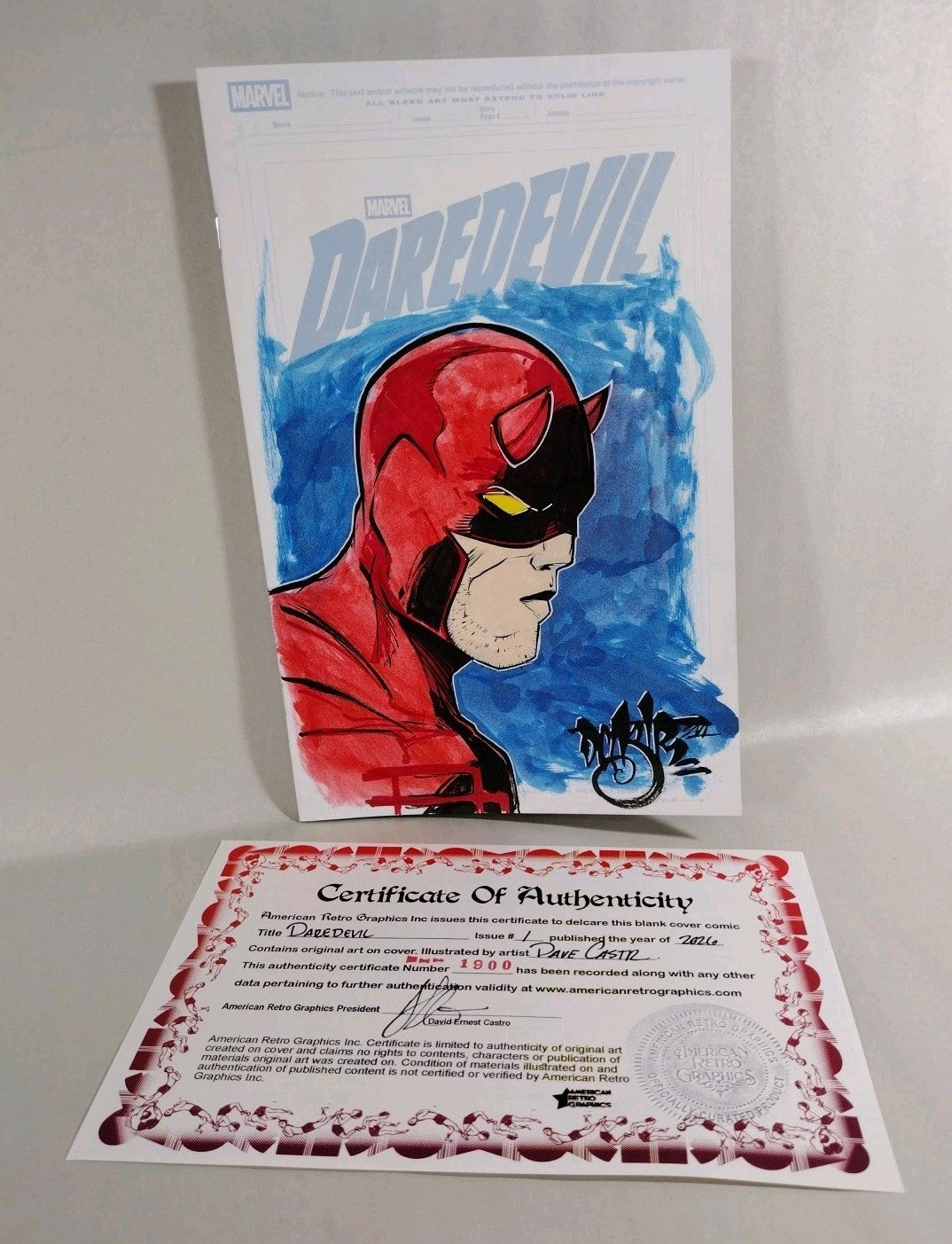 Daredevil #1 (2026) Marvel Comic Sketch Cover Variant W Original DCastr Art