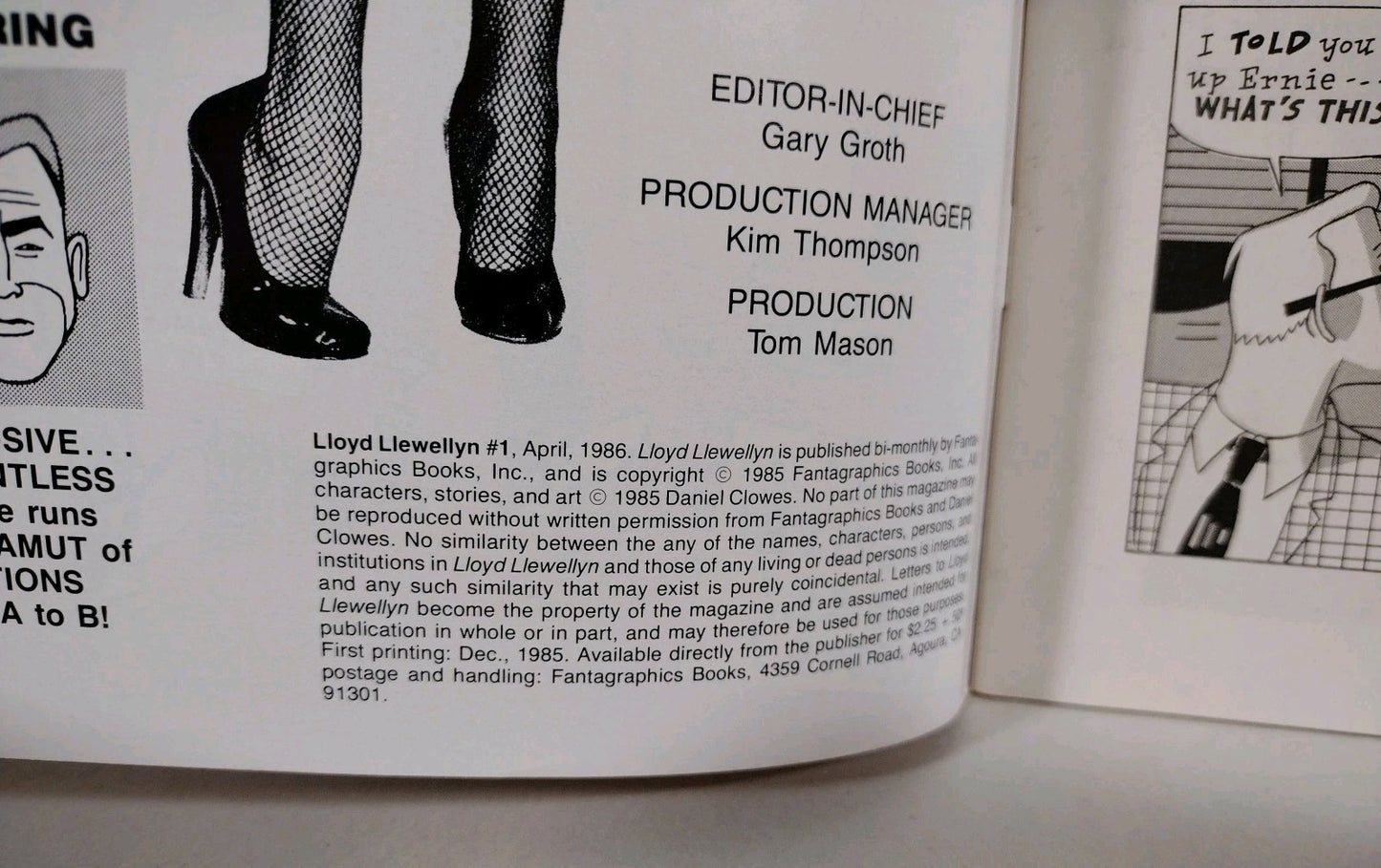 Lloyd Llewellyn (1986) #1 Daniel Clowes Fantagraphics Comic Magazine 1st Print 