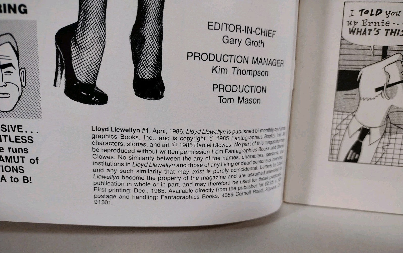 Lloyd Llewellyn (1986) #1 Daniel Clowes Fantagraphics Comic Magazine 1st Print 