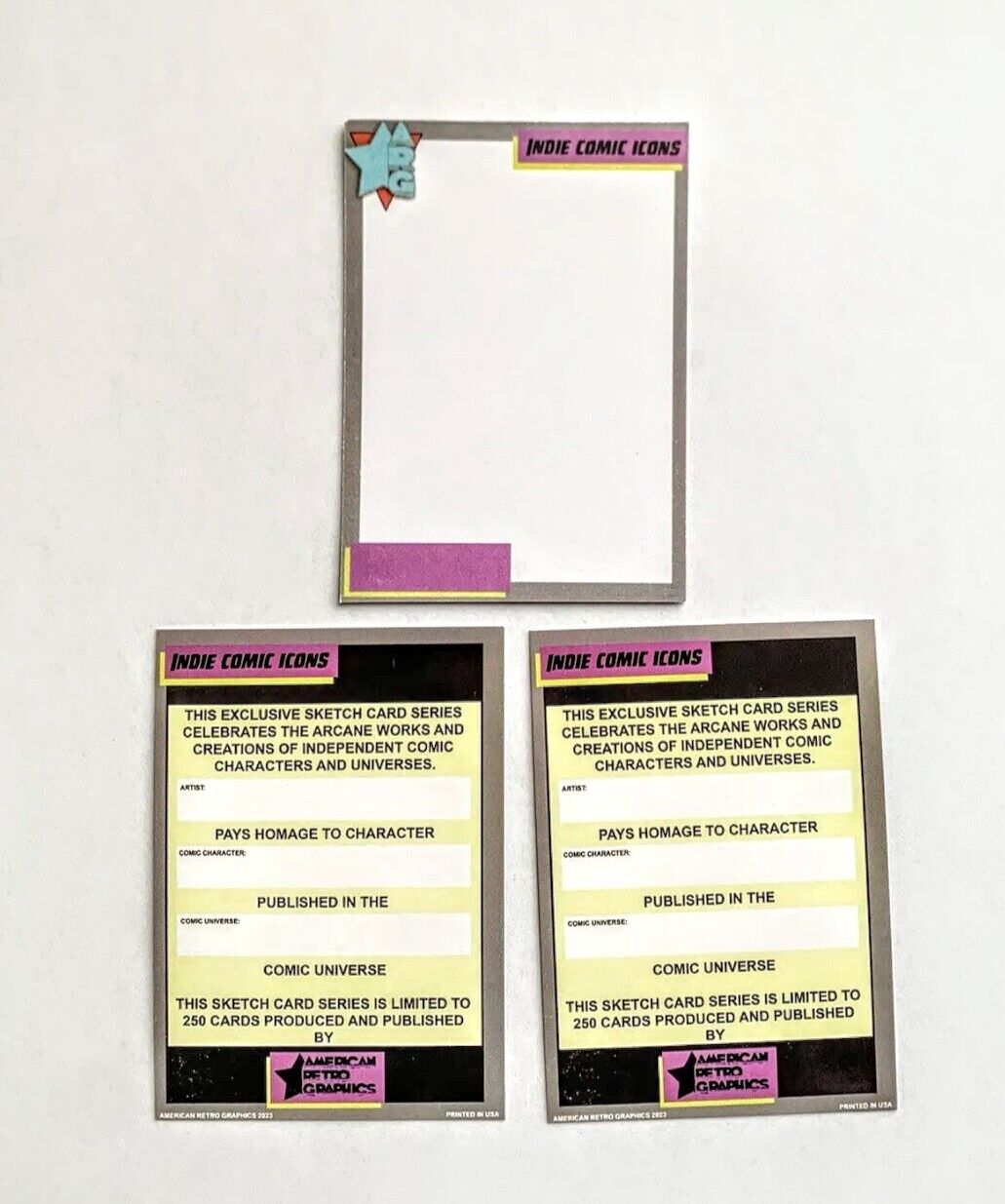 Indie Comic Icons Sketch Card Series 1 Blank Lot of 3 (2023) ARG DC Homage New