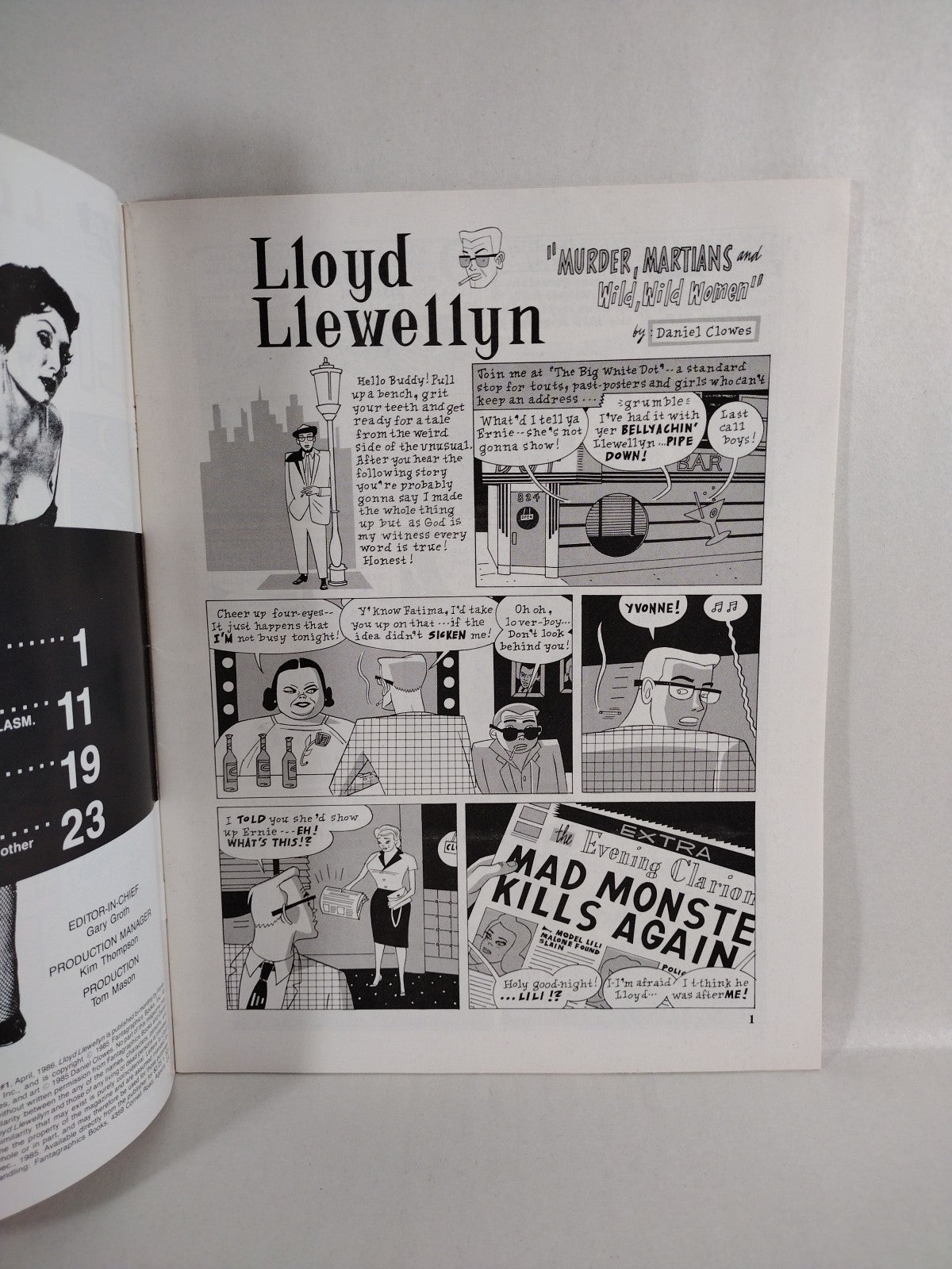 Lloyd Llewellyn (1986) #1 Daniel Clowes Fantagraphics Comic Magazine 1st Print 