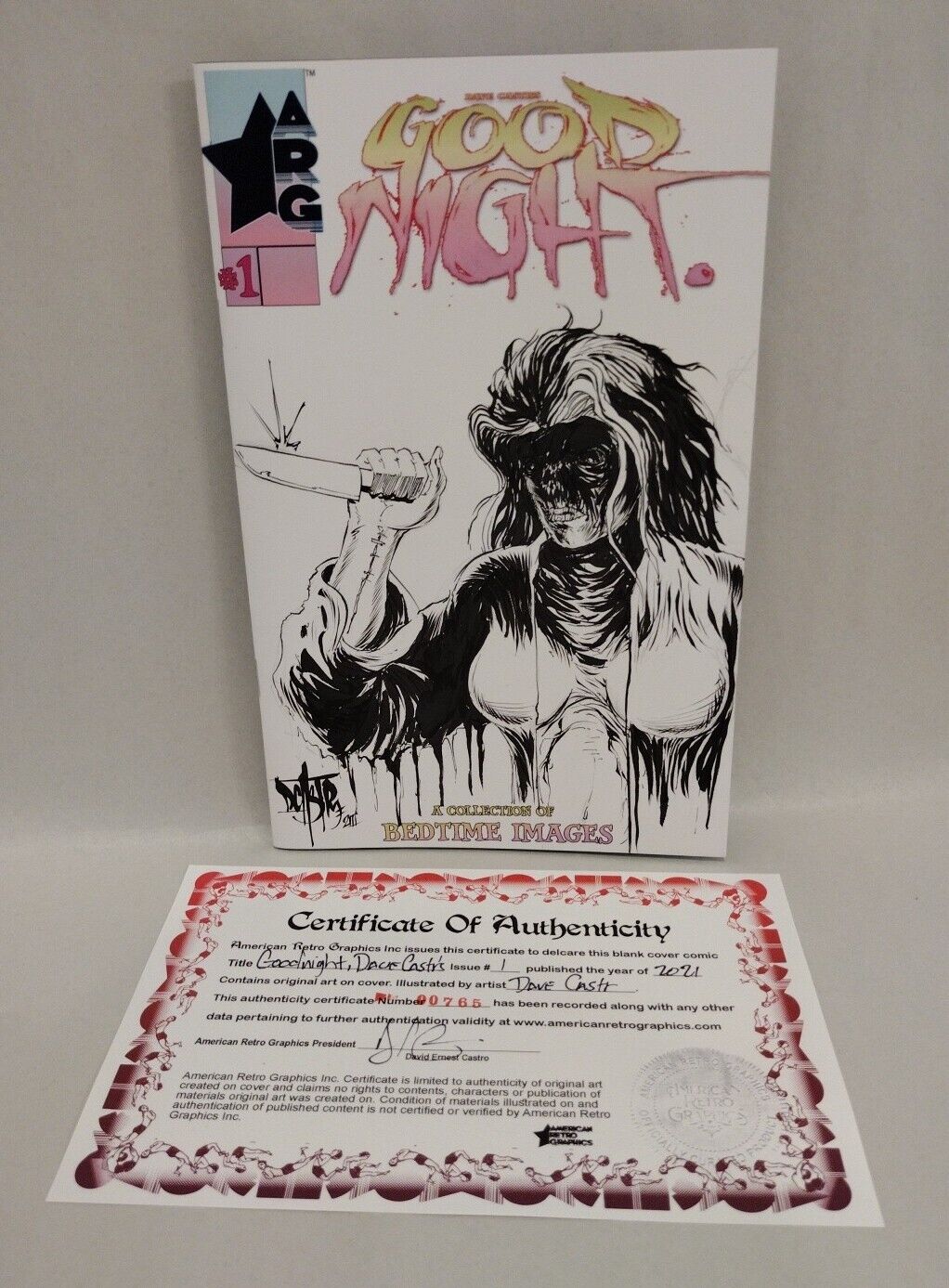 Dave Castr's Good Night #1 Sketch Variant ARG Comic w Original Slasher Art