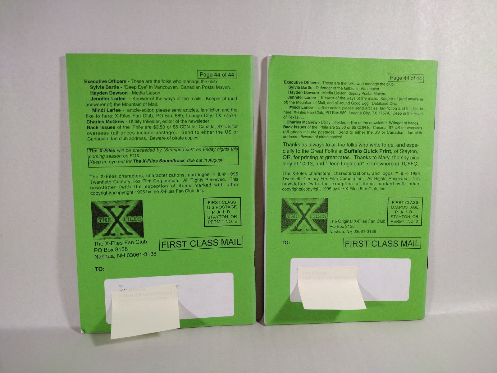 X-Files (1995) X-Phile Fan Club Exclusive Newsletters #6 7 8 9 11 + X-Notes #3 4