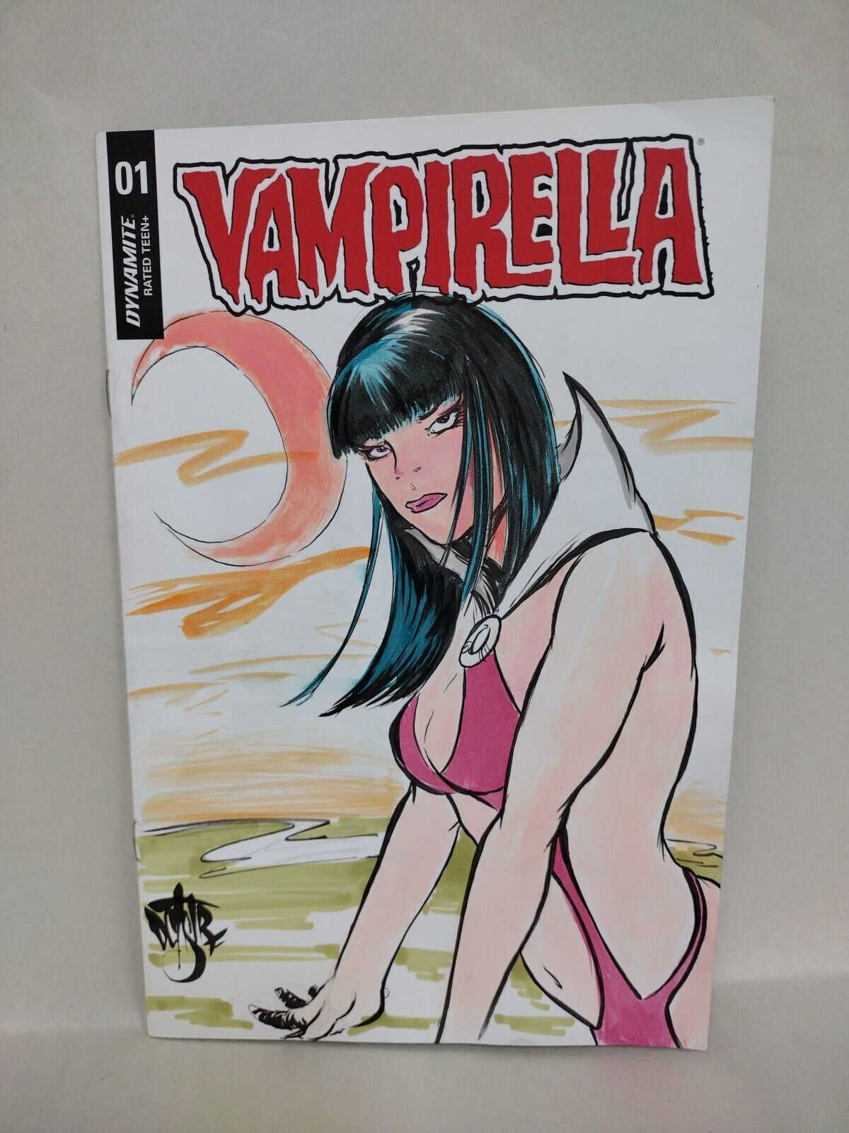 Vampirella #1 (2019) Dynamite Sketch Variant Comic W Original Dave Castr Art COA