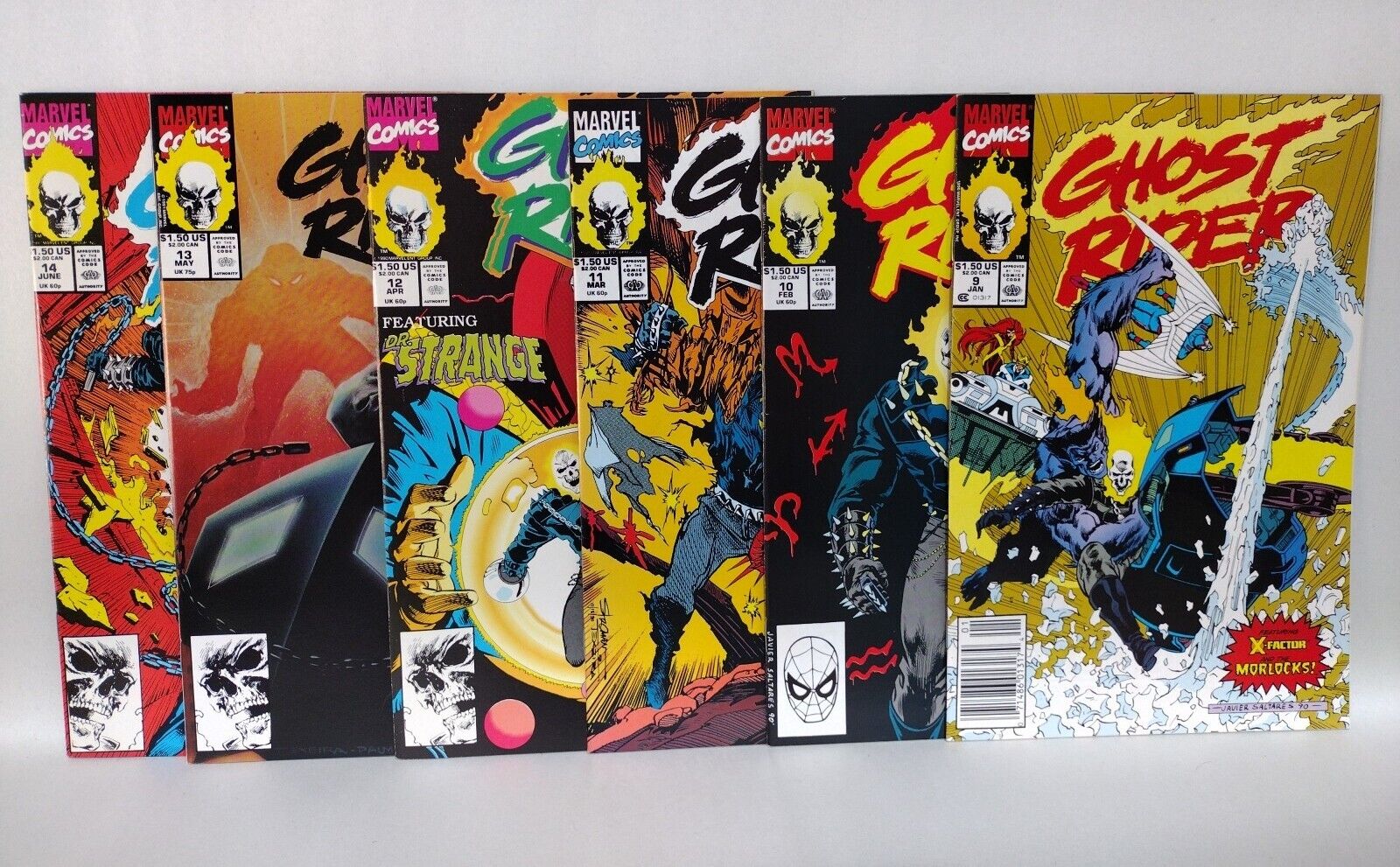 Ghost Rider (1990) Marvel Comic Set Lot 9 10 11 12 13 14 X-Men Dr Strange VF-NM