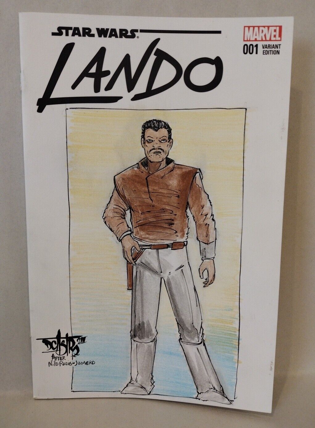 STAR WARS LANDO 1 (2015) Marvel Blank Sketch Cover Variant W Original DCastr Art