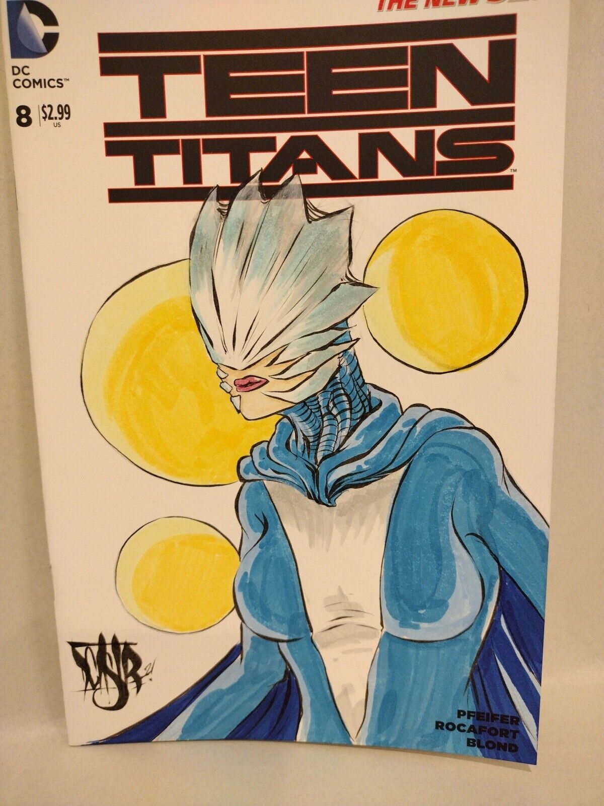 Teen Titans #8 (2015) DC Sketch Variant Comic W Original Dave Castr Raven Art