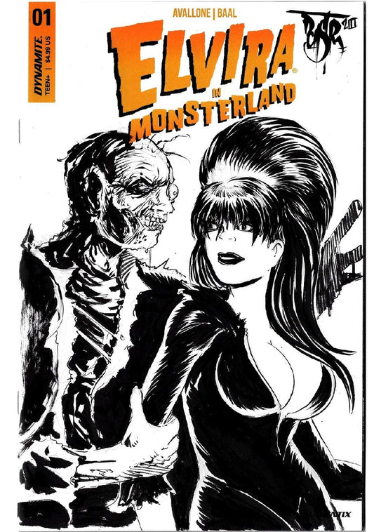 Elvira In Monsterland #1 (2023) Dynamite Comic Blank Sketch Cover w Original Art