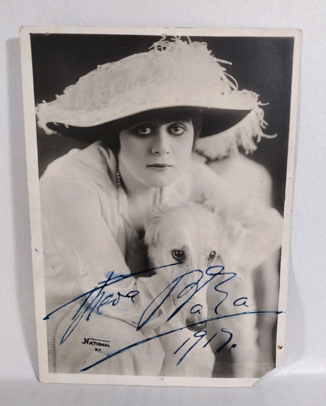 Theda Bara Vamp Silver Screen Actress 6 X 9" 1917 Sepia Photo Signed W JSA COA