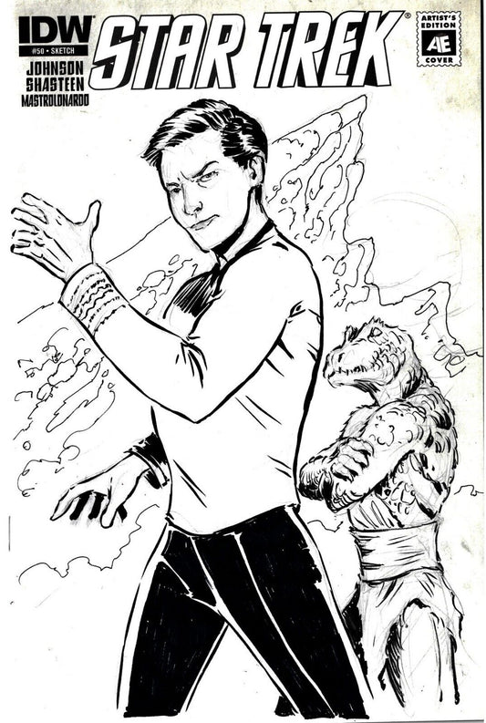 Star Trek 50 (2015) IDW Sketch Variant Cover W Original Sulu Zorn Art Zues Toves