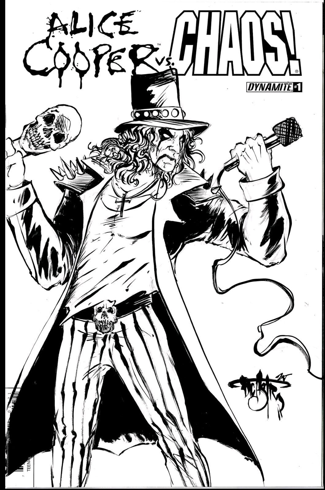 Alice Cooper vs Chaos 1 (2015) Dynamite Sketch Cvr Variant W Comic Original Art 