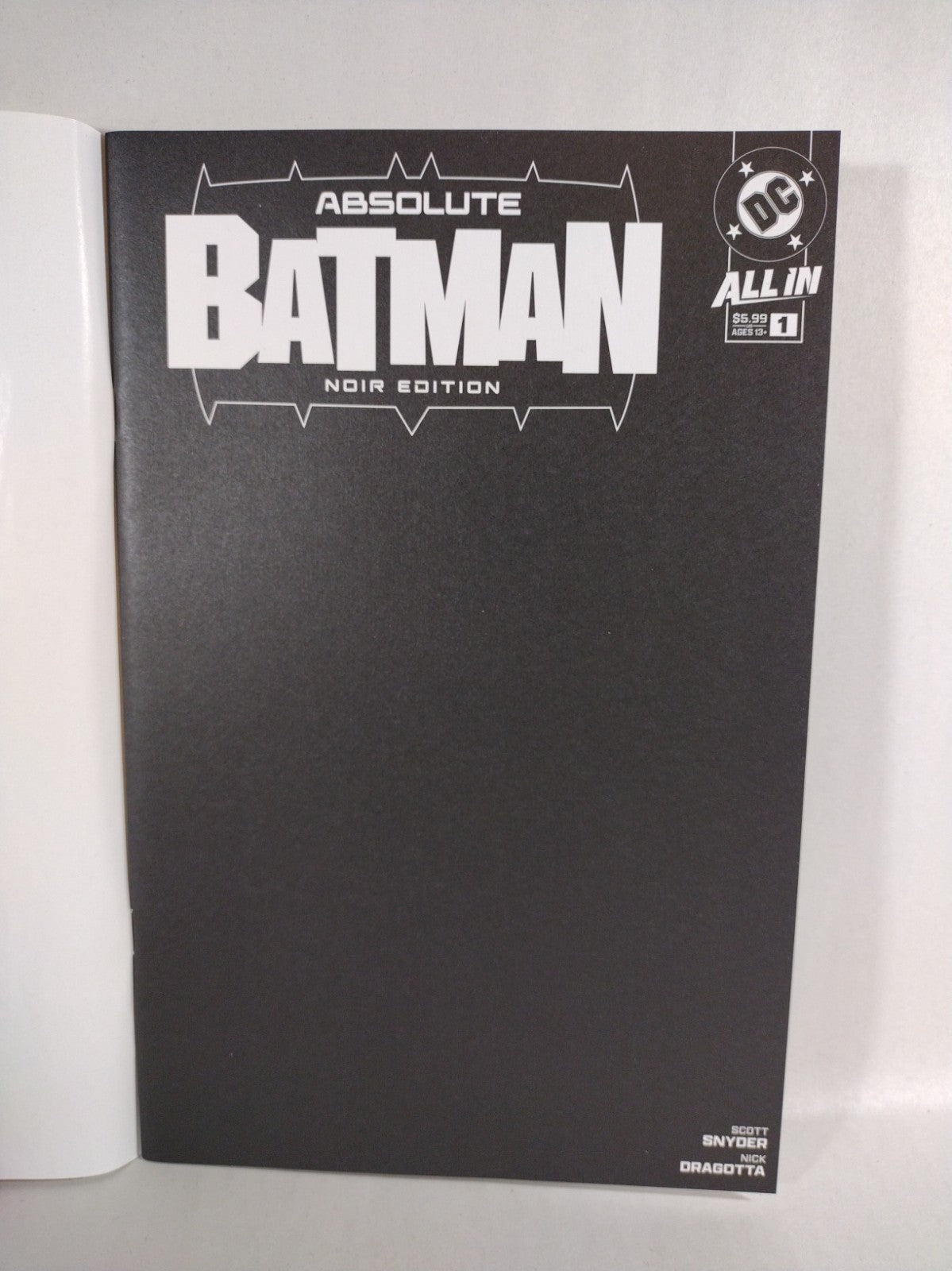 ABSOLUTE BATMAN Noir Edition #1 (2025) DC Comic Black Blank Sketch Cover NM
