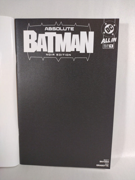 ABSOLUTE BATMAN Noir Edition #1 (2025) DC Comic Black Blank Sketch Cover NM