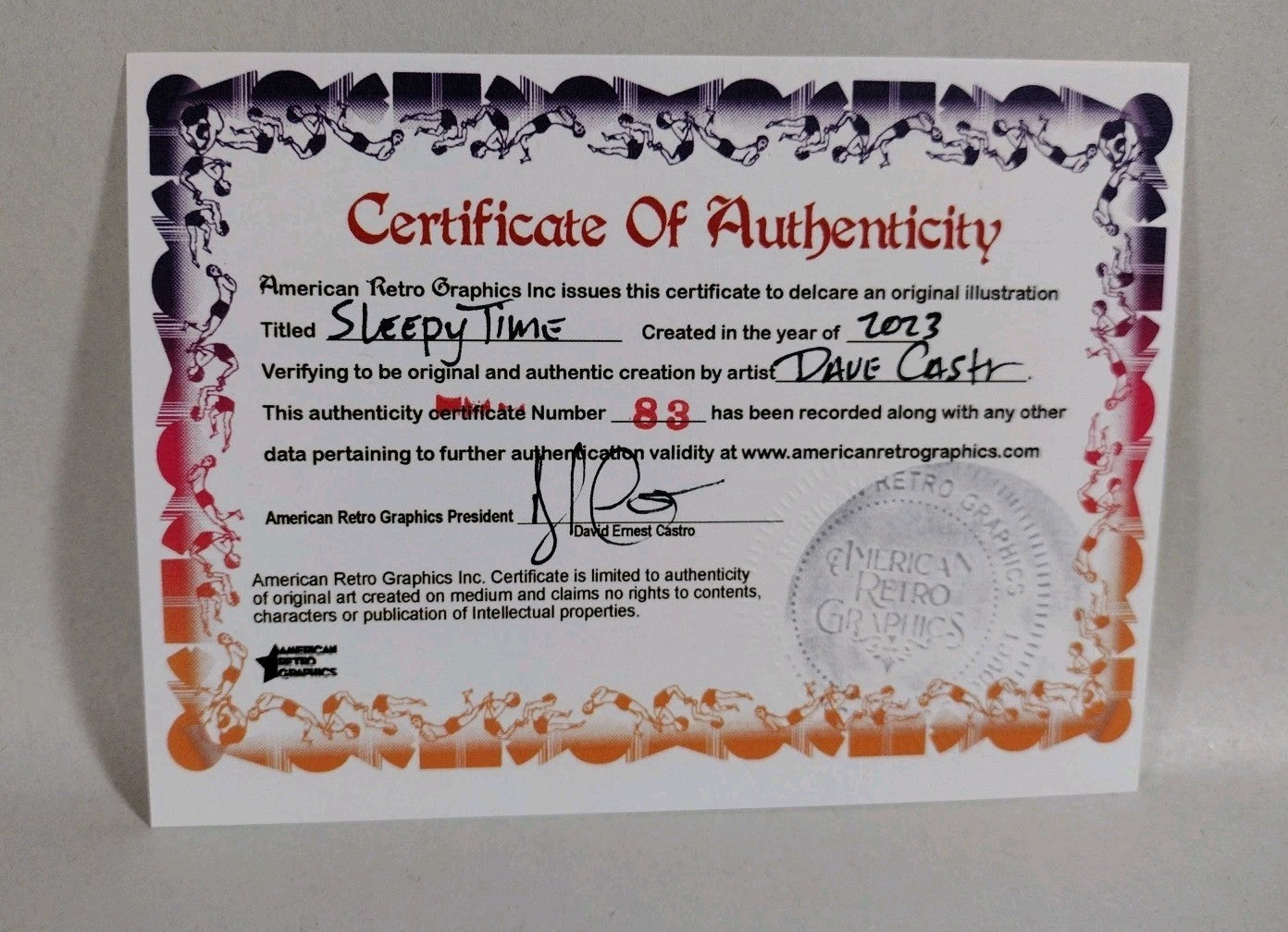 Sleepy Time (2023) Original 6 X 8" Dave Castr  Comic Art With ARG COA 83