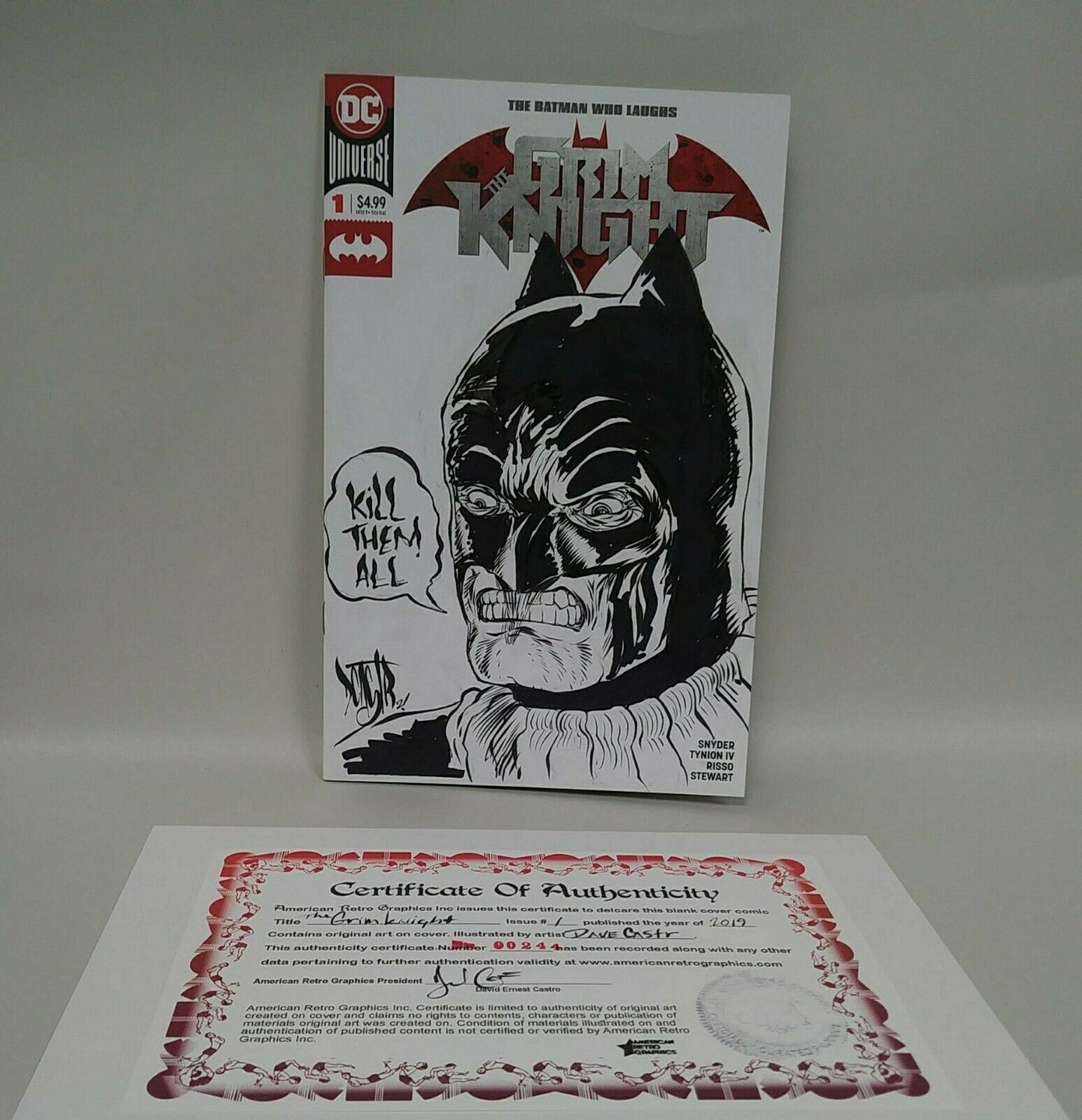 Batman The Grim Knight #1 (2019) Blank Cover Comic W Original Art ARG COA 244