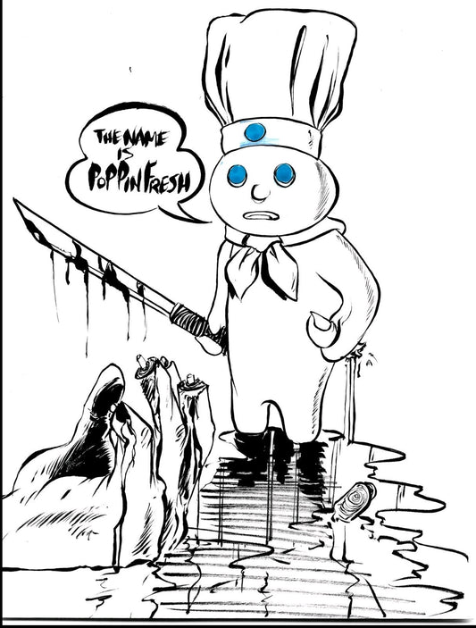 Poppin Fresh (2023) Dave Castr Original 6 X 8" Dough Boy Inked Art With ARG COA