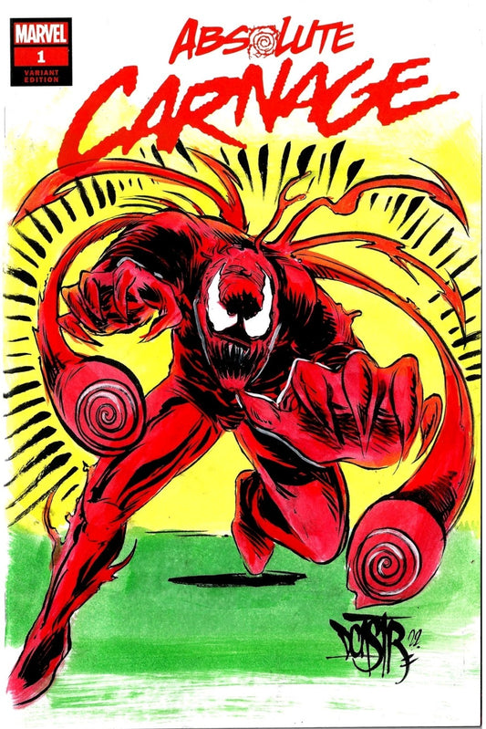 ABSOLUTE CARNAGE #1 Marvel Sketch Variant Cover Comic W Original Dave Castr Art
