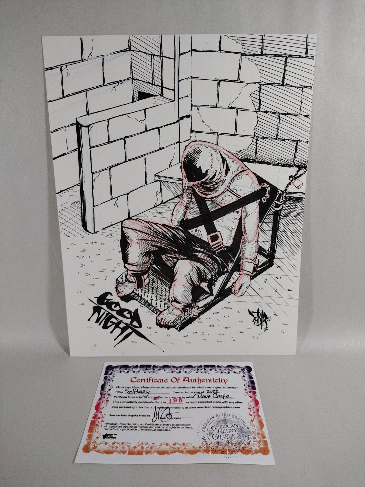 Solitary Original (2022) Dave Castr 8.5 X 11" Pencil & Ink Drawing W ARG COA 195