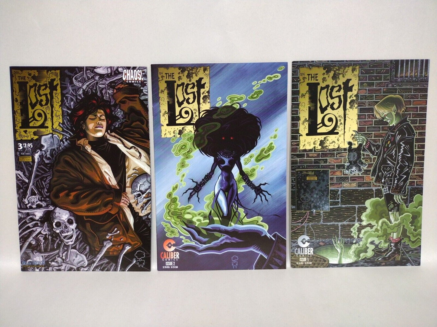 The Lost (1996) Complete Caliber Chaos Comic Set #1 2 3 Peter Pan Horror