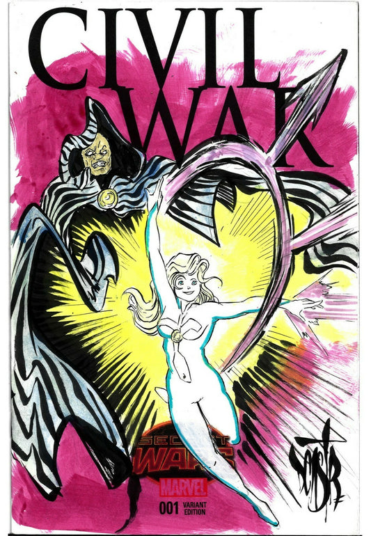 Civil War Secret Wars #1 (2015) Marvel Comic Sketch Cover W Original DCastr Art