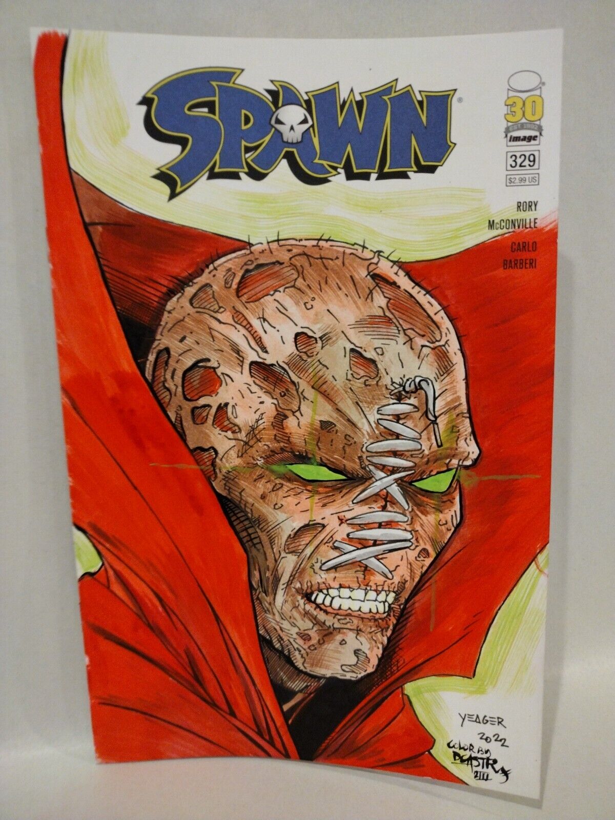 Spawn #329 (2022) Blank Image Cover Comic w Original Drew Yeager Art ARG COA 