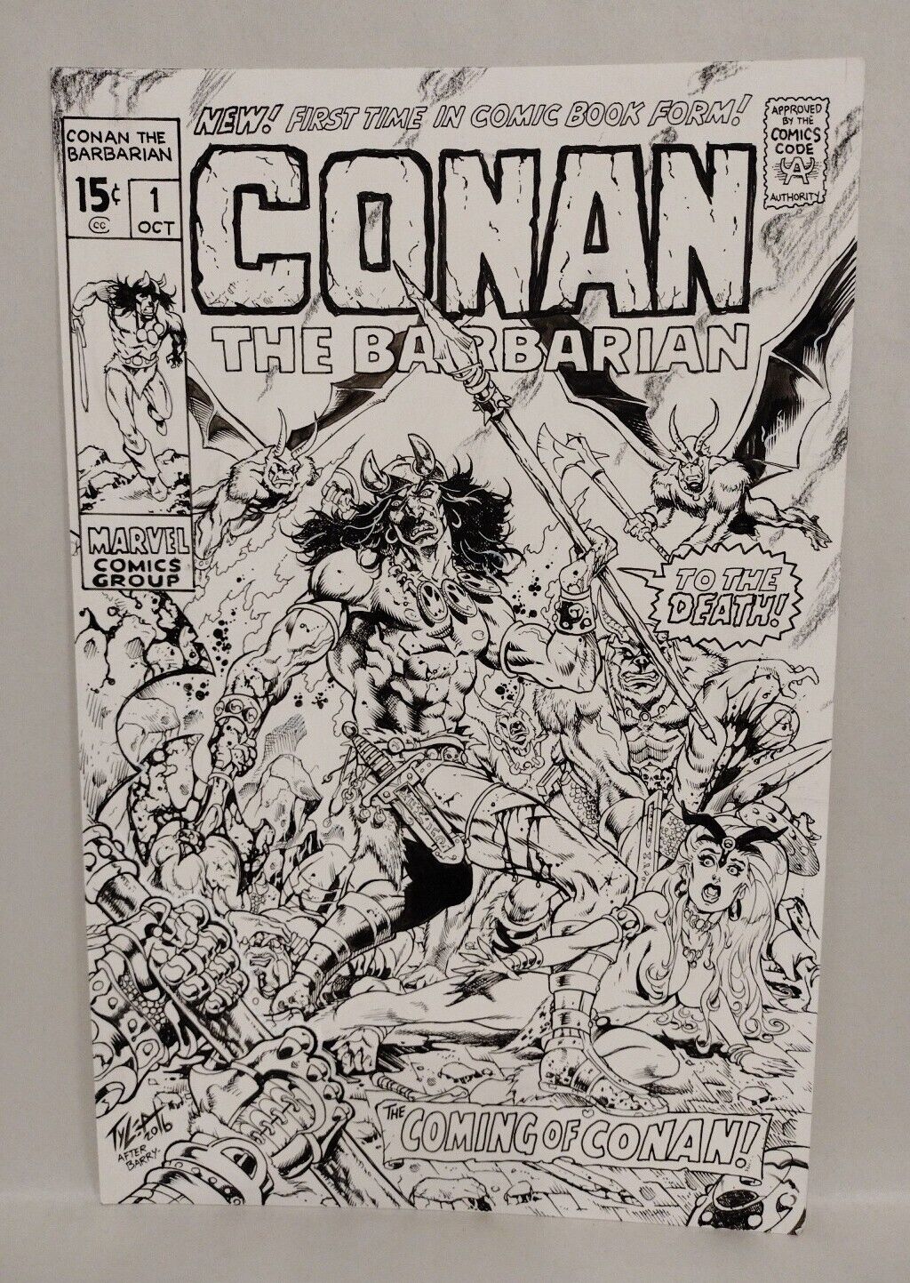 Conan The Barbarian 1 Tim Tyler (2016) Original Cover Recreation Art 11 X 17"