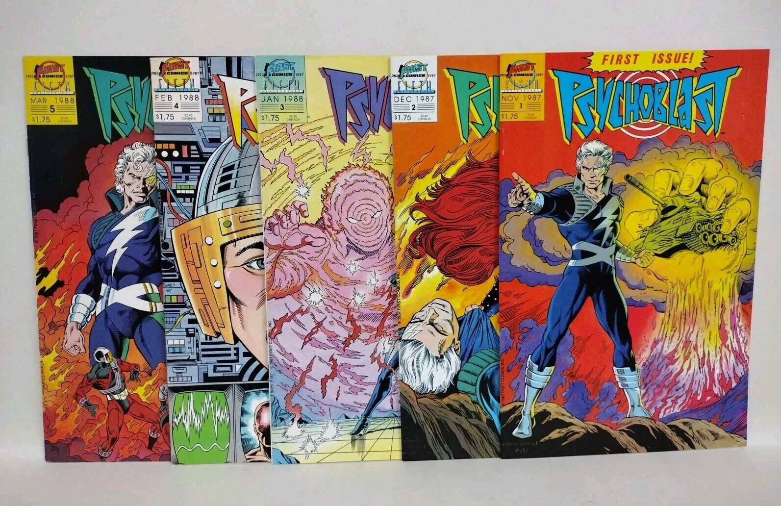 Psychoblast (1987) First Comic Set Lot #1 2 3 4 5 Steven Grant Rob Phipps