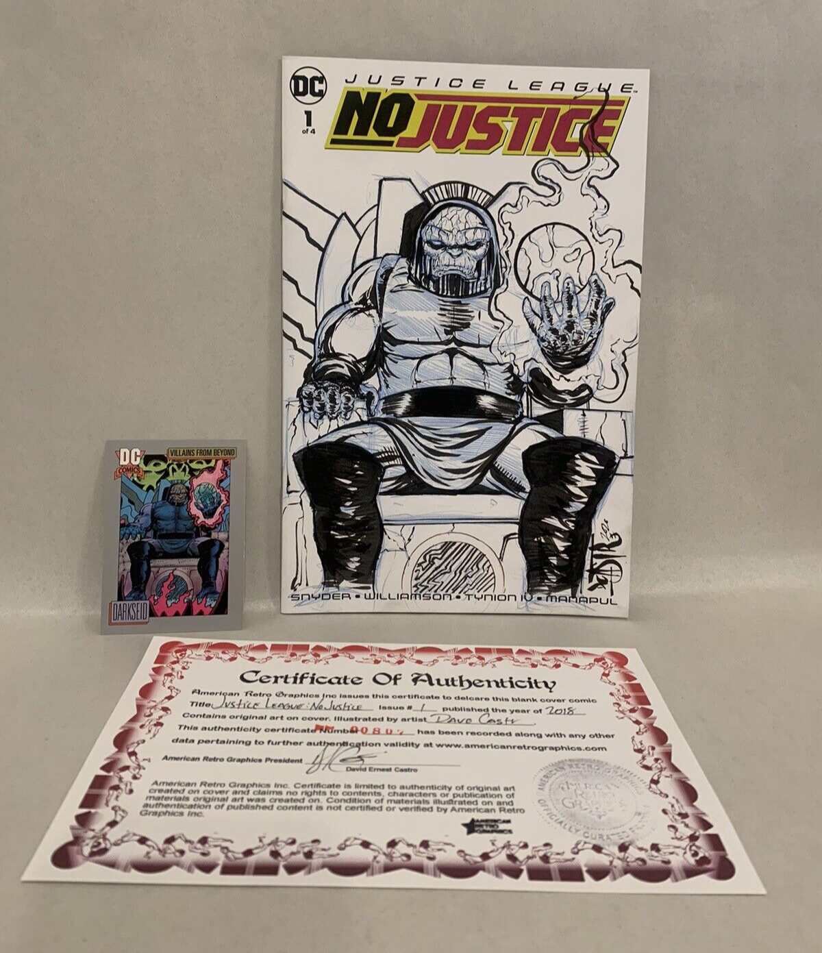 JUSTICE LEAGUE NO JUSTICE #1 Blank Variant Cover Comic W Original Art Dave Castr