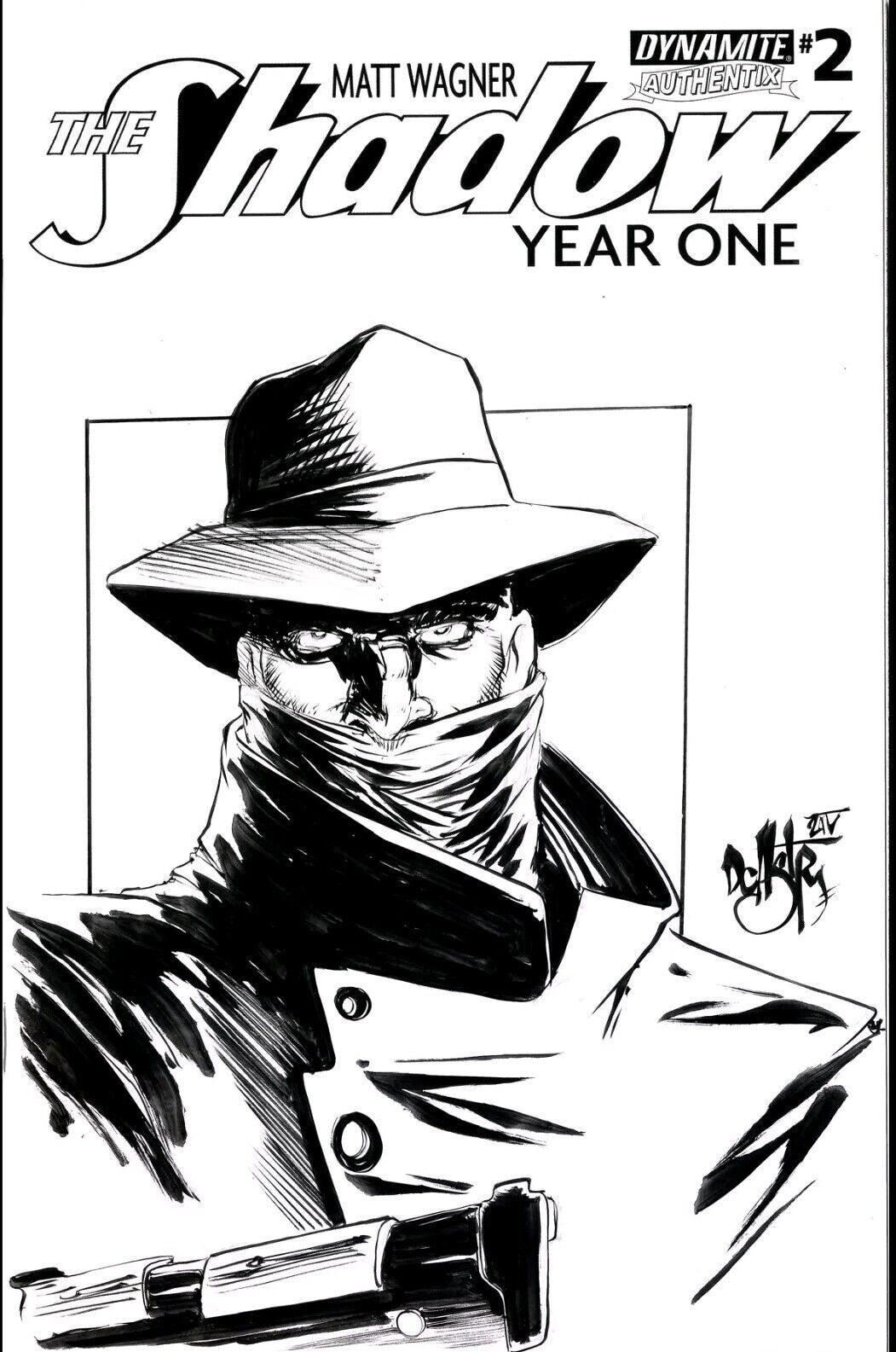 The Shadow Year One #2 (2013) Sketch Cover Variant W Original Dave Castr Art