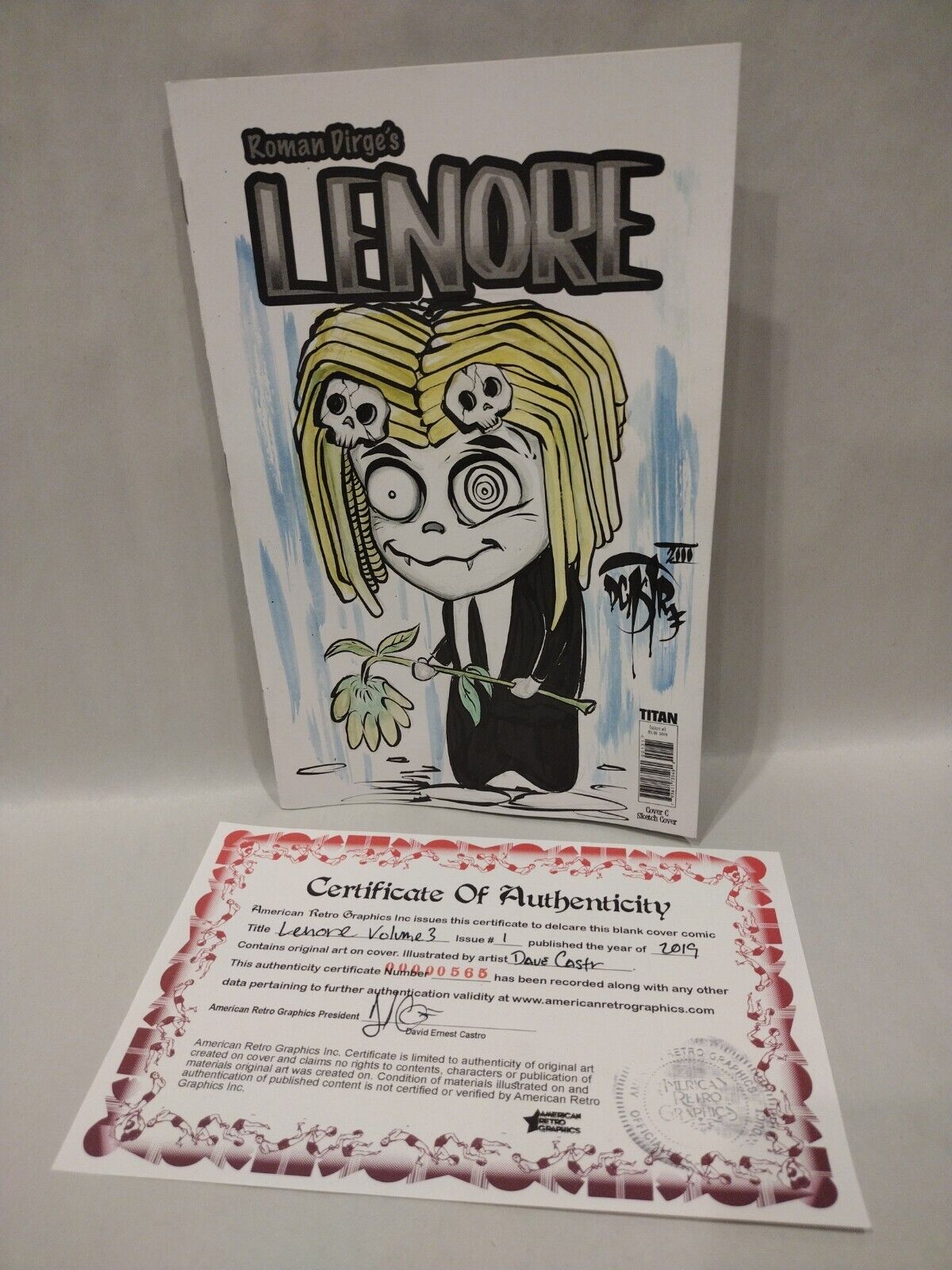 Roman Dirge Lenore 1 (2019) Blank Cover Variant Comic W Original Art ARG COA 565