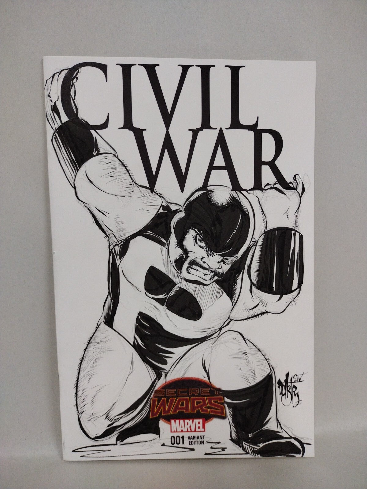 CIVIL WAR #1 (2015) Marvel Sketch Variant Comic W Original DCastr Puck Art